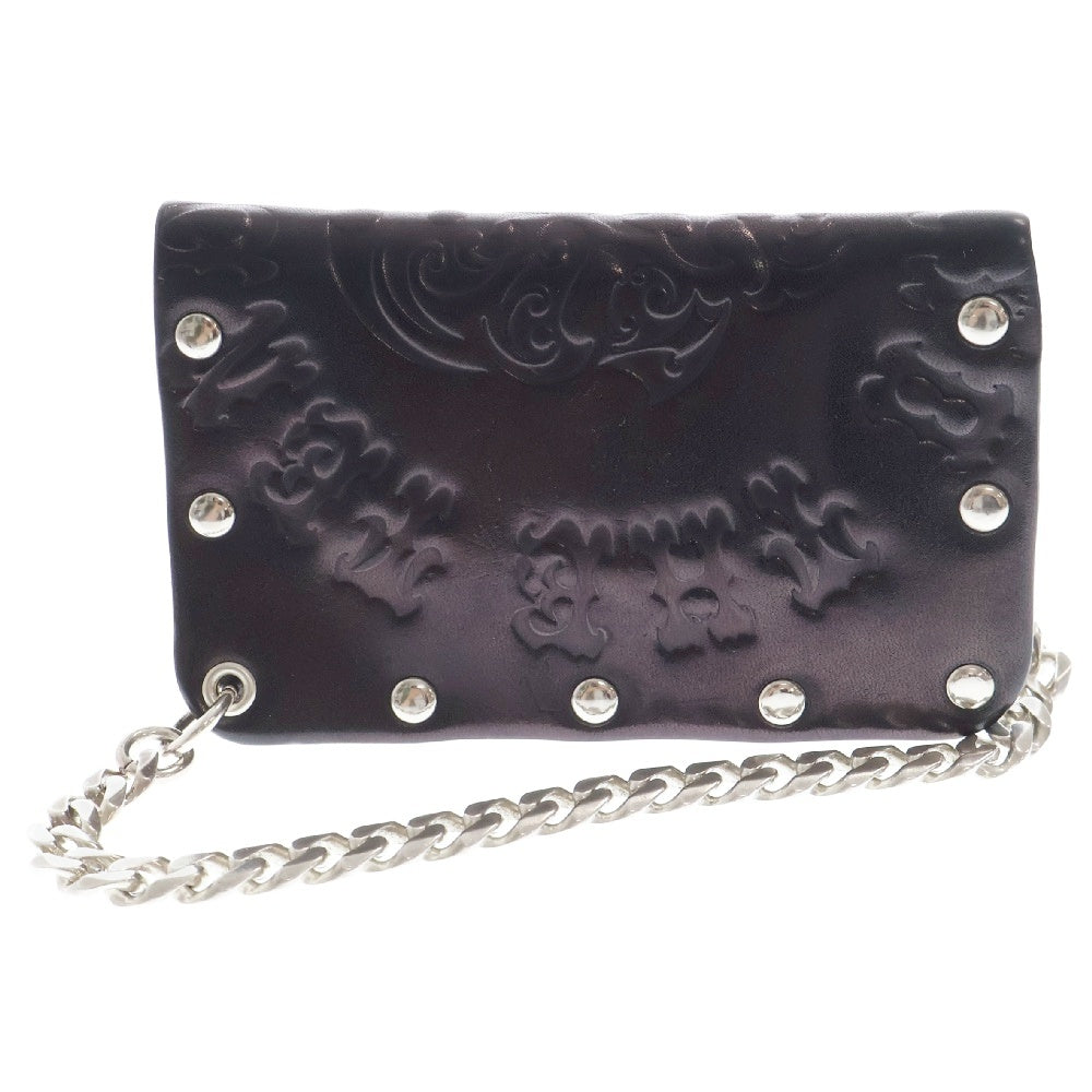 TENDERLOIN(テンダーロイン) HOSANNA WALLET BS ホザーナ ボルネオスカル ウォレットチェーン付き レザーウォレット 二つ折り財布 ブラック/シルバー