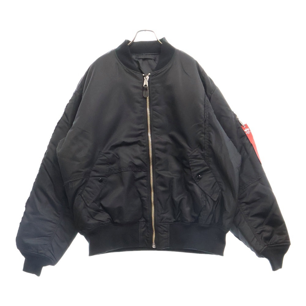 mastermind JAPAN(マスターマインドジャパン) ×Alpha PATCHED PRINT MA-1 アルファ アームロゴ ボンバージャケット ブルゾン ブラック TA1734-9001