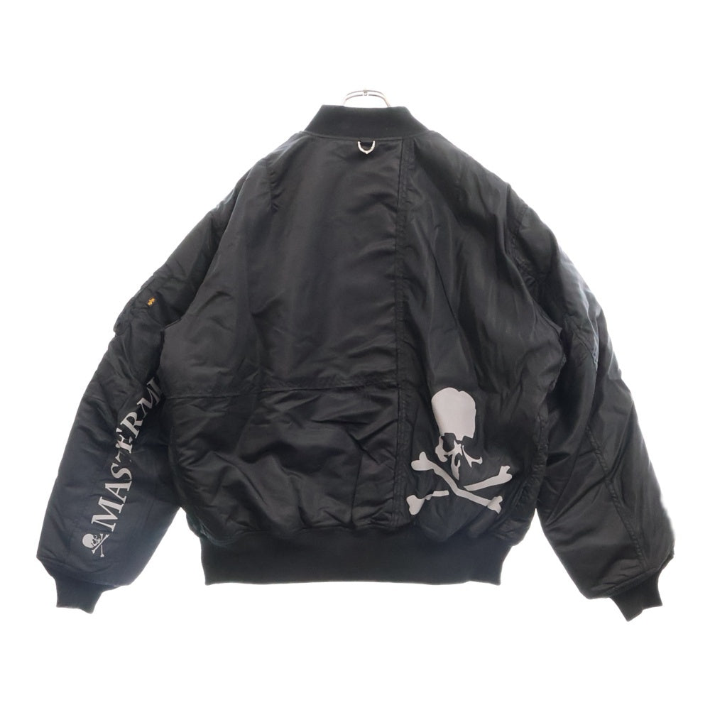 mastermind JAPAN(マスターマインドジャパン) ×Alpha PATCHED PRINT MA-1 アルファ アームロゴ ボンバージャケット ブルゾン ブラック TA1734-9001