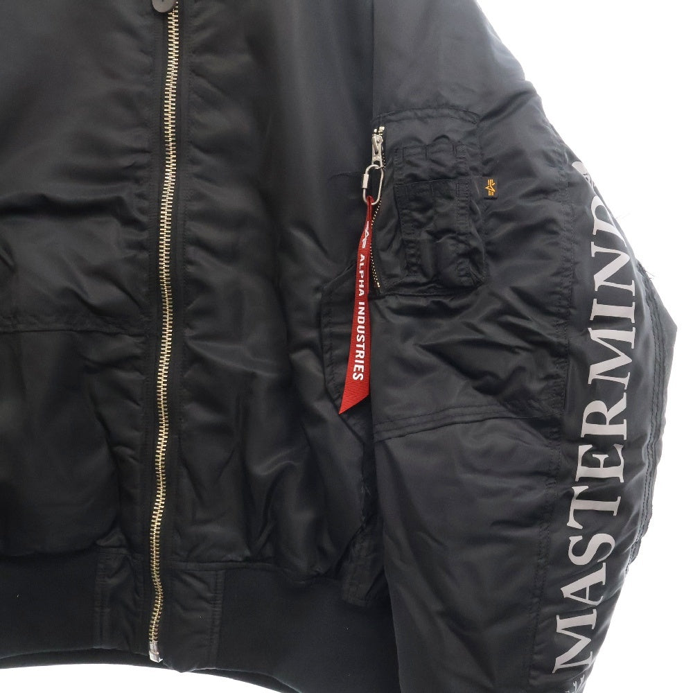 mastermind JAPAN(マスターマインドジャパン) ×Alpha PATCHED PRINT MA-1 アルファ アームロゴ ボンバージャケット ブルゾン ブラック TA1734-9001