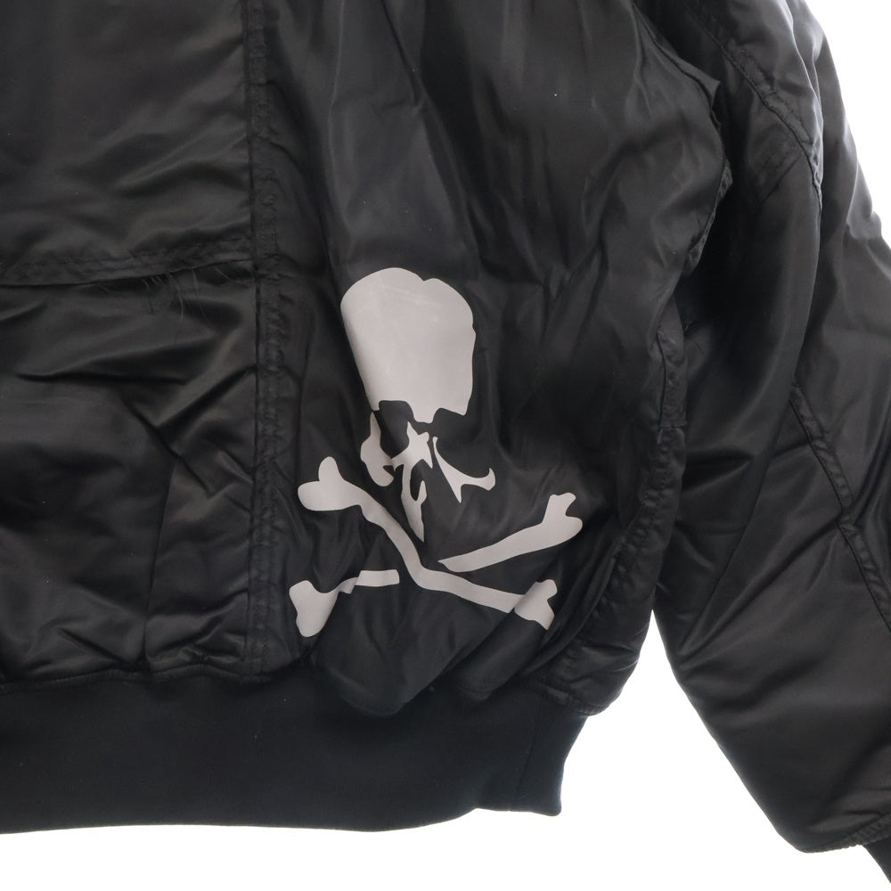 mastermind JAPAN(マスターマインドジャパン) ×Alpha PATCHED PRINT MA-1 アルファ アームロゴ ボンバージャケット ブルゾン ブラック TA1734-9001