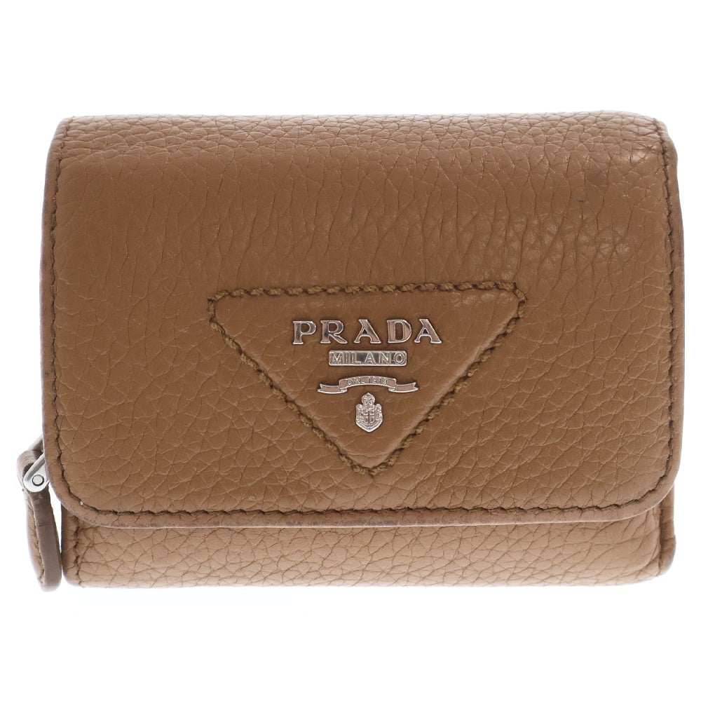 PRADA(プラダ) ヴィッテロダイノ レザー 二つ折り財布 ブラウン