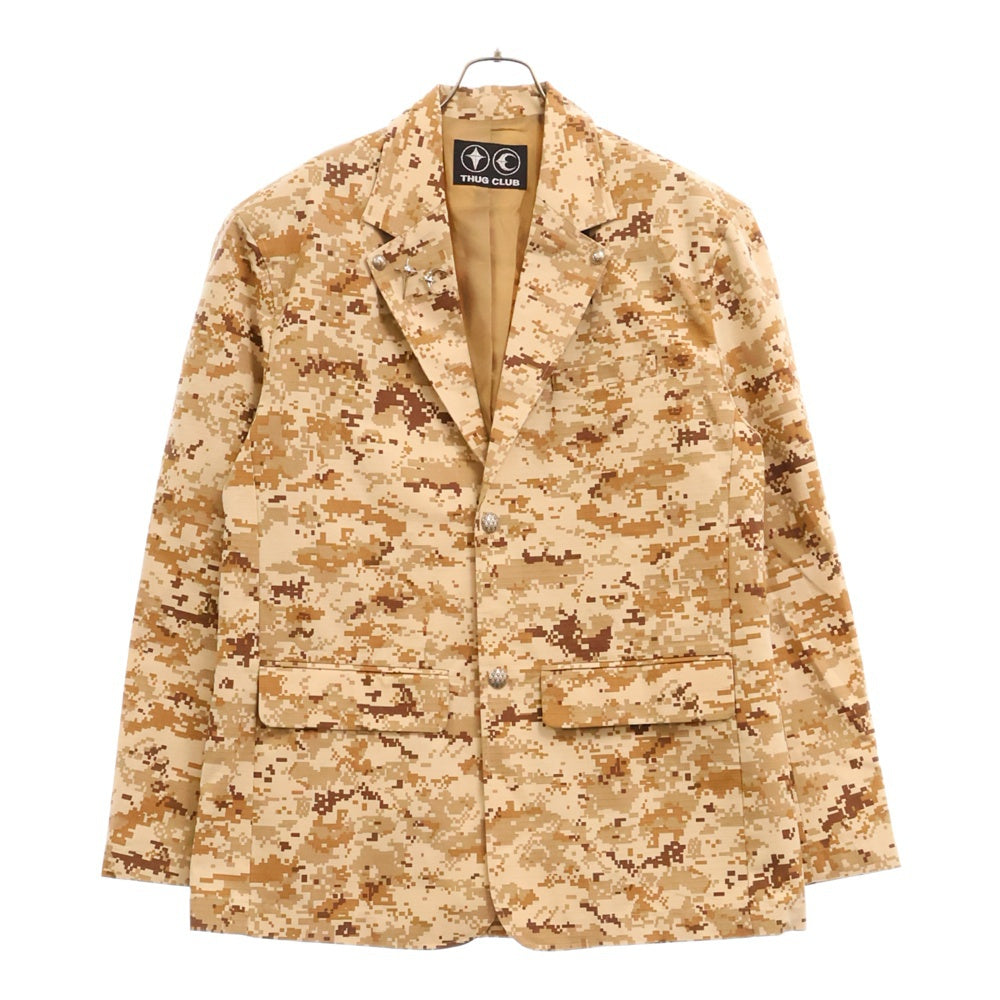 THUG CLUB(サグクラブ) 24AW TC ARMY BLAZER TC24JK2903 アーミーブレザー カモフラ総柄テーラードジャケット ブラウン
