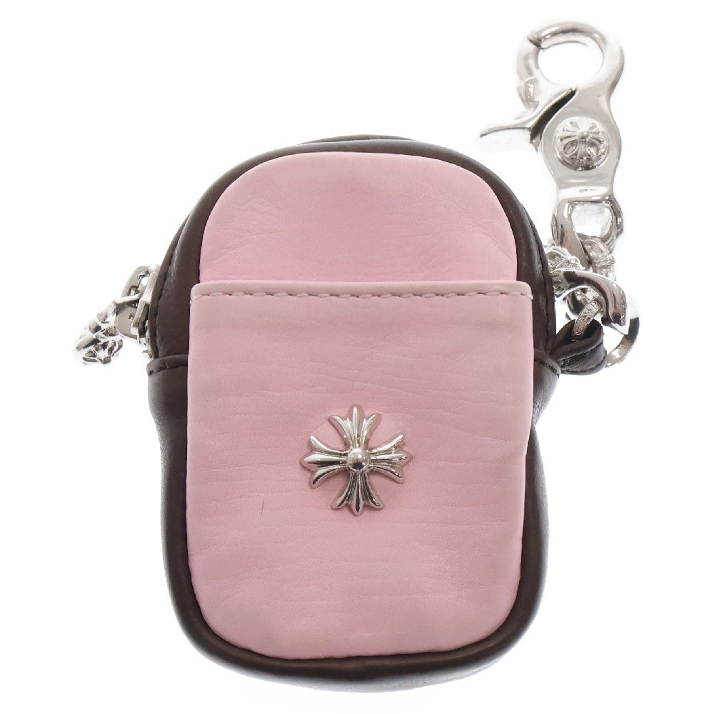 CHROME HEARTS(クロムハーツ) MICRO TAKA マイクロタカ CHプラス付きファンシークリップレザーAirPodsケース イヤホンケース ピンク/ブラウン