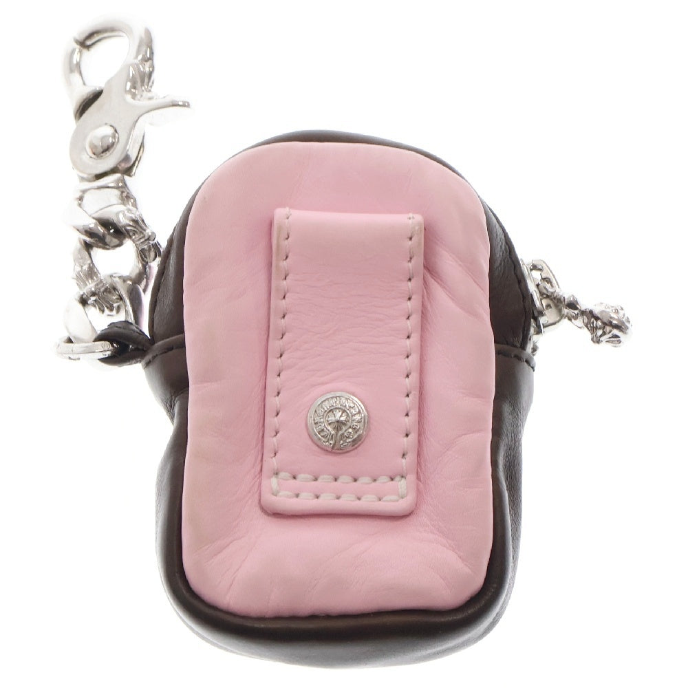 CHROME HEARTS(クロムハーツ) MICRO TAKA マイクロタカ CHプラス付きファンシークリップレザーAirPodsケース イヤホンケース ピンク/ブラウン
