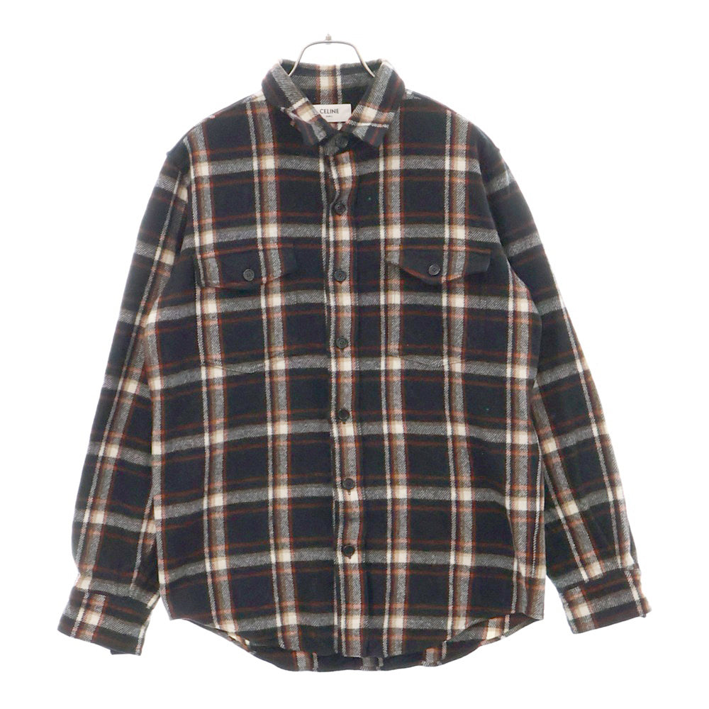 CELINE(セリーヌ) 21AW Wool Twill Check Loose Shirt ウールツイルチェックルーズシャツ 長袖シャツ マルチ 2C510231L
