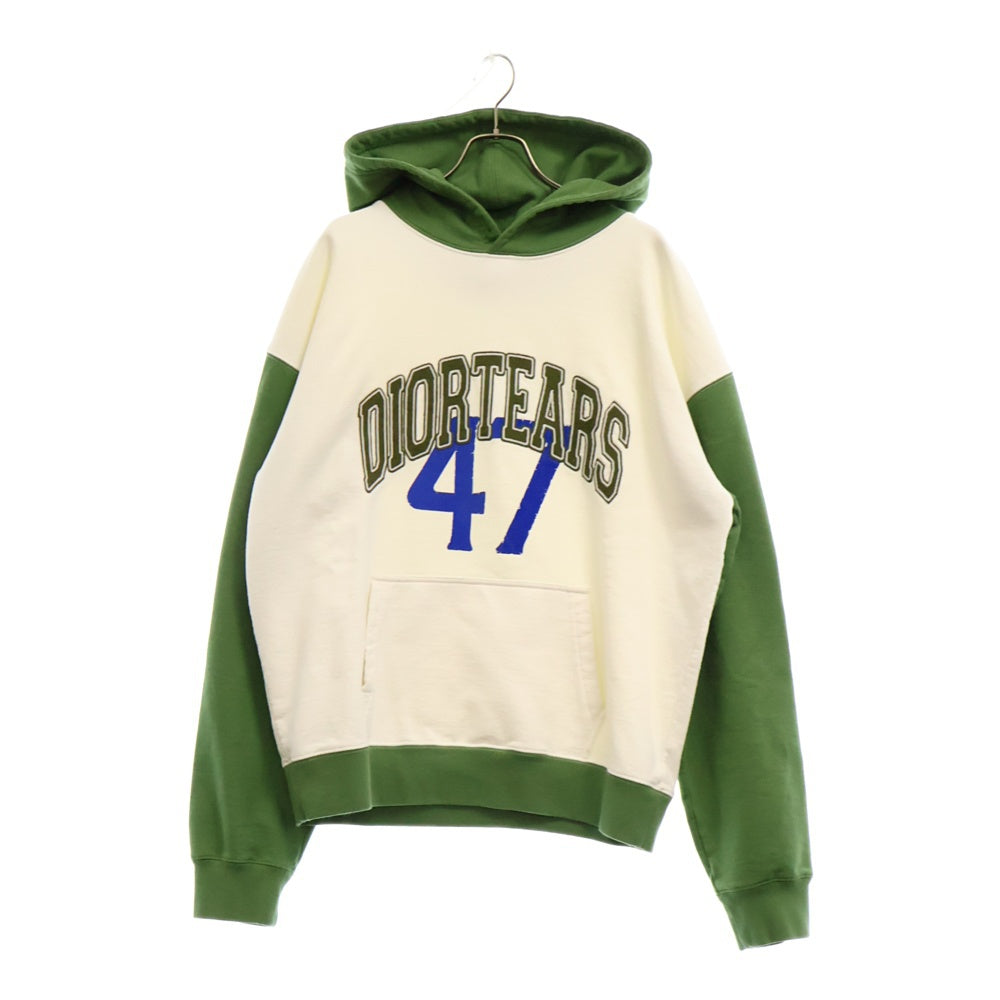 DIOR(ディオール) ×Denim Tears 23AW Dior Tears Oversized Hooded Sweatshirt ×デニムティアーズ オーバーサイズフーデットパーカー ホワイト/グリーン 393J678A0807