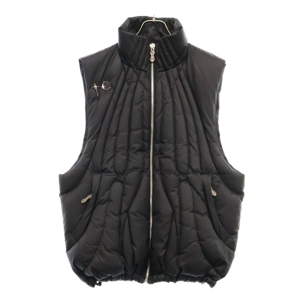 THUG CLUB(サグクラブ) 23AW Cave Goose Down Vest ケイブ キルティングデザイン ジップアップノースリーブ グースダウンベスト ジャケット ブラック TC23PA0203
