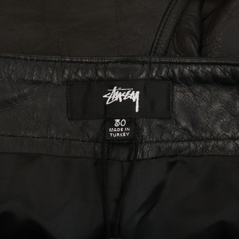 STUSSY(ステューシー) MILITARY CG PANT LTH レザー カーゴパンツ ブラック116682