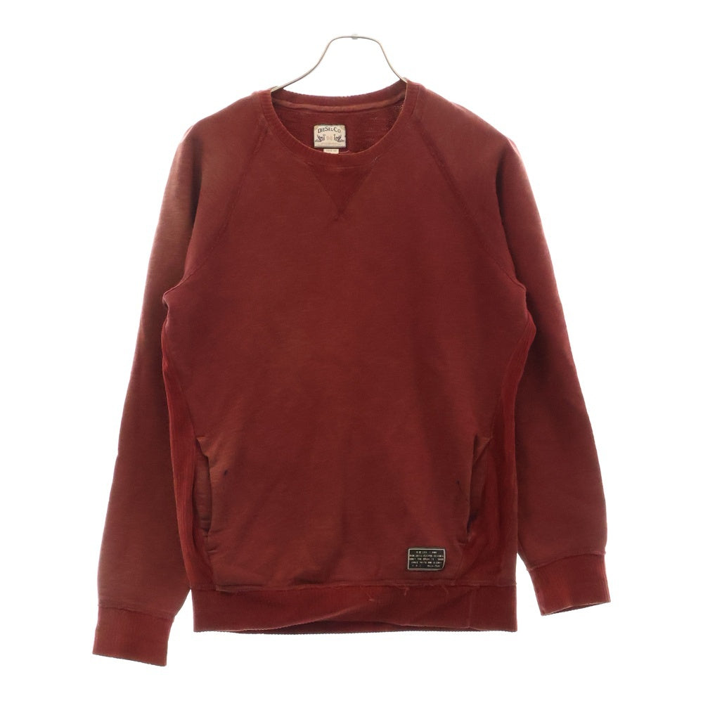DIESEL(ディーゼル) ダメージ ペイント加工 クルーネック トレーナー レッド