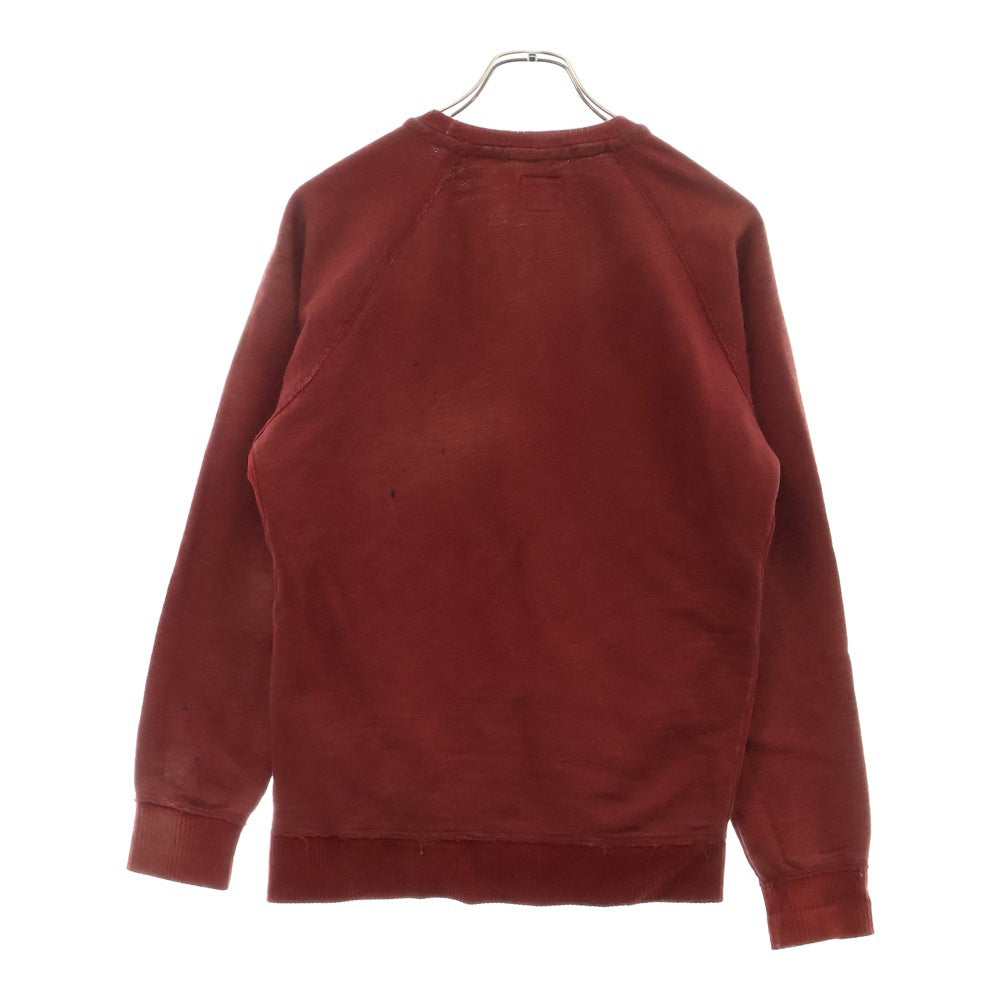 DIESEL(ディーゼル) ダメージ ペイント加工 クルーネック トレーナー レッド