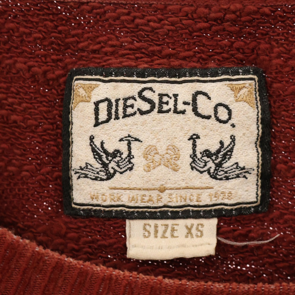 DIESEL(ディーゼル) ダメージ ペイント加工 クルーネック トレーナー レッド