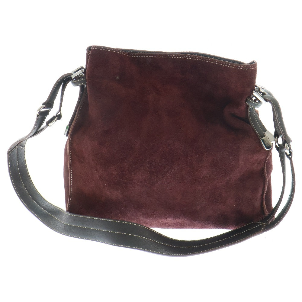 LOEWE(ロエベ) アナグラムロゴ スタッズ スウェードレザー ショルダーバッグ ボルドー レディース