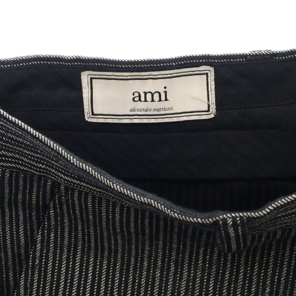 AMI Alexandre Mattiussi(アミアレクサンドルマテュッシ) ウール ストライプ テーラードジャケット セットアップ スーツ パンツ ブラック H12T03