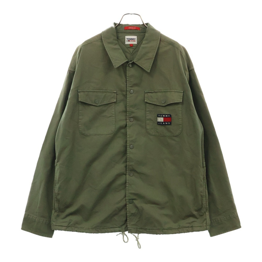 TOMMY JEANS(トミージーンズ) バックロゴプリント コットン長袖シャツ グリーン DM0DM13348