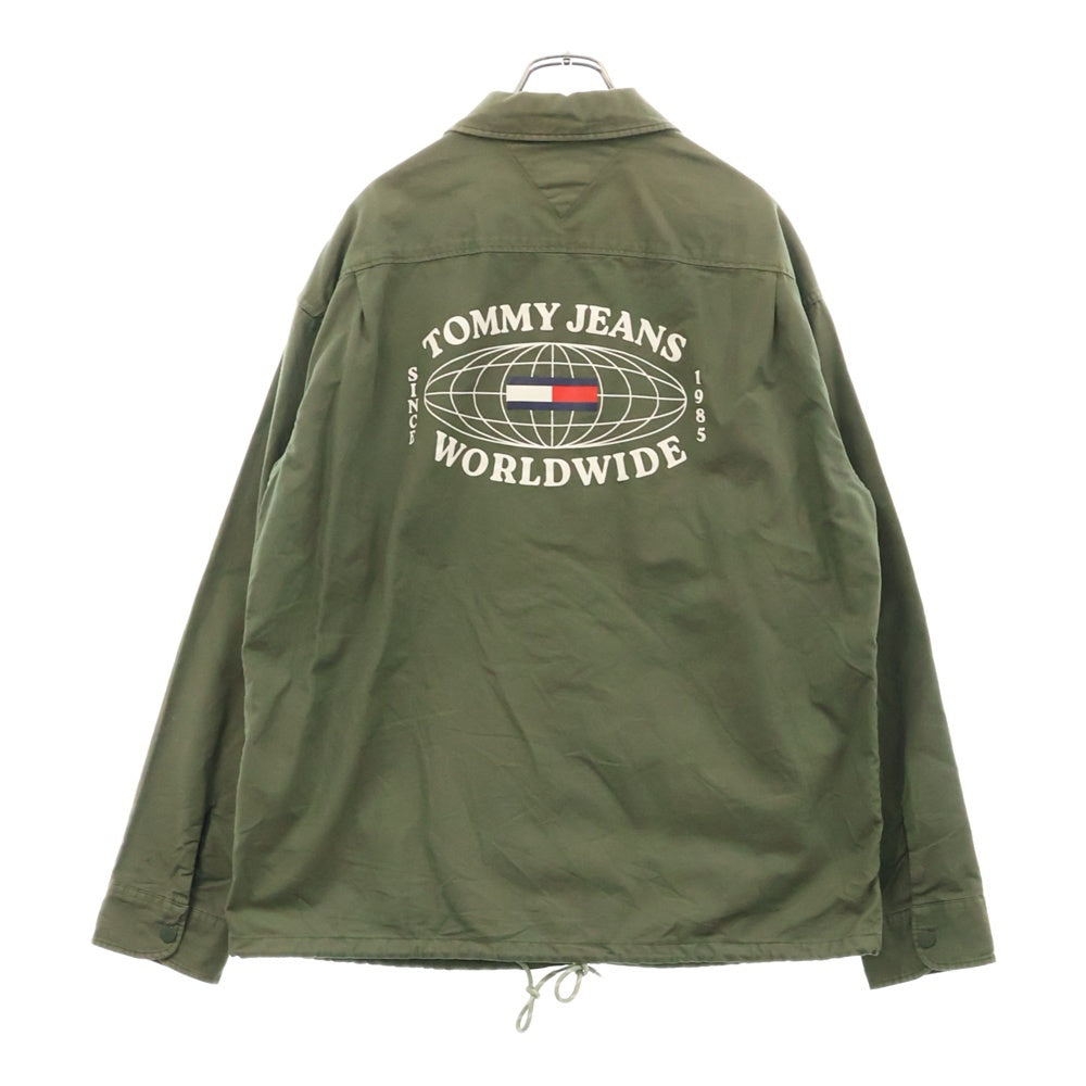 TOMMY JEANS(トミージーンズ) バックロゴプリント コットン長袖シャツ グリーン DM0DM13348