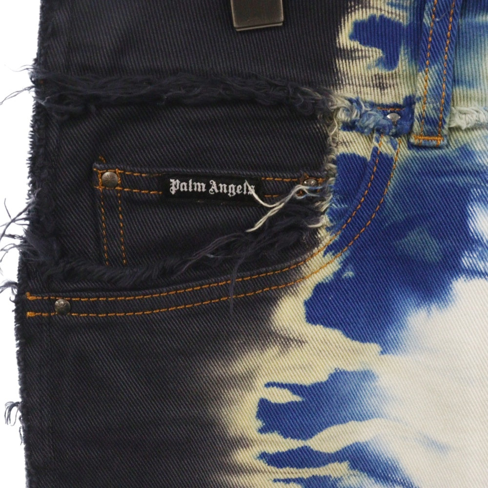 Palm Angels(パームエンジェルス) タイダイ染め ダメージ加工 ボタンフライデニムパンツ マルチ PMYB010S20797001