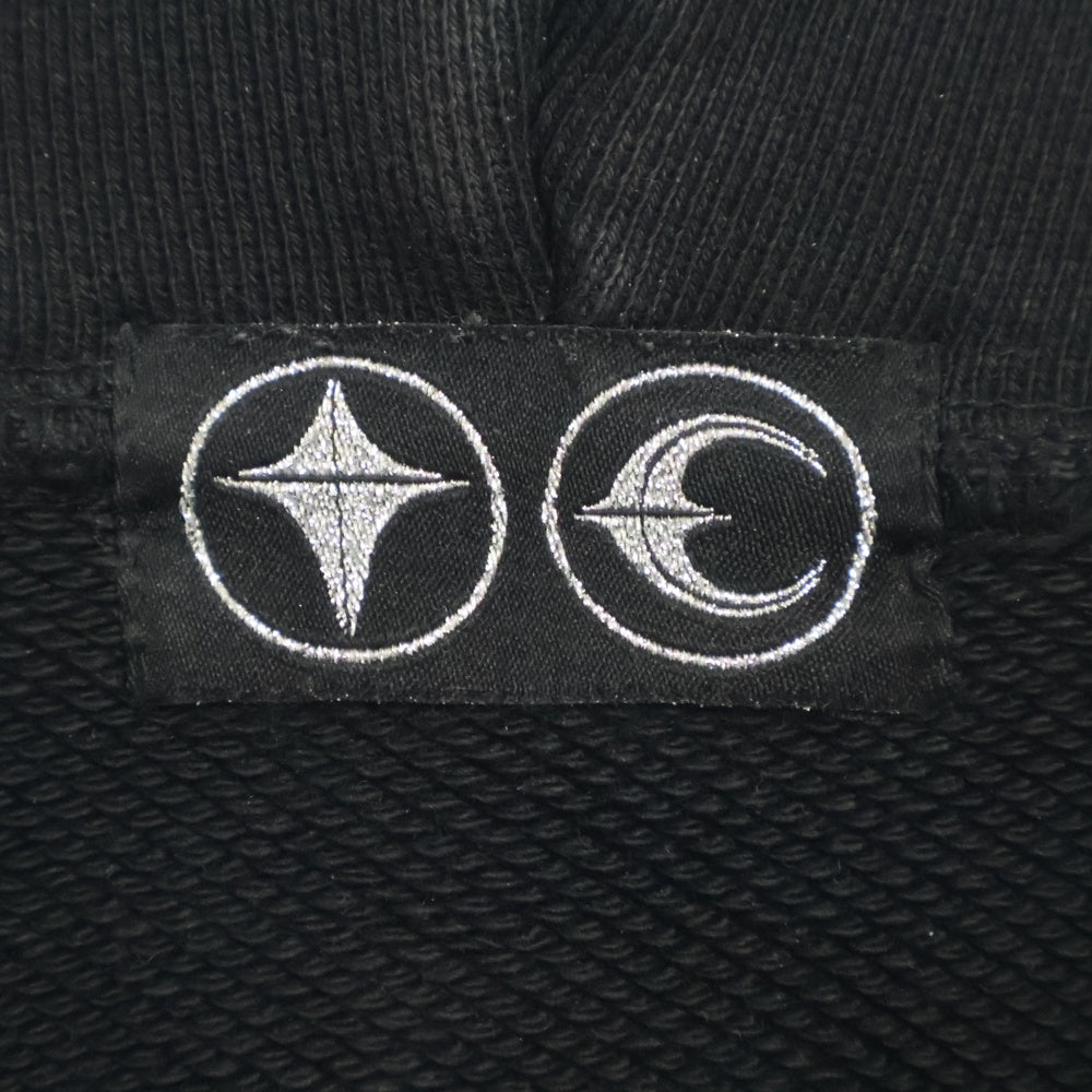 THUG CLUB(サグクラブ) PEACE STUD HOODIE プリント フードスタッズ プルオーバーパーカー ブラック ダメージ加工 TC24SS1201