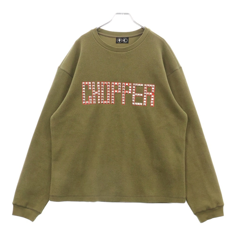 THUG CLUB(サグクラブ) CHOPPER SWEAT チョッパー ロゴ スタッズ装飾 スウェットトレーナー カーキ TC225TS1101