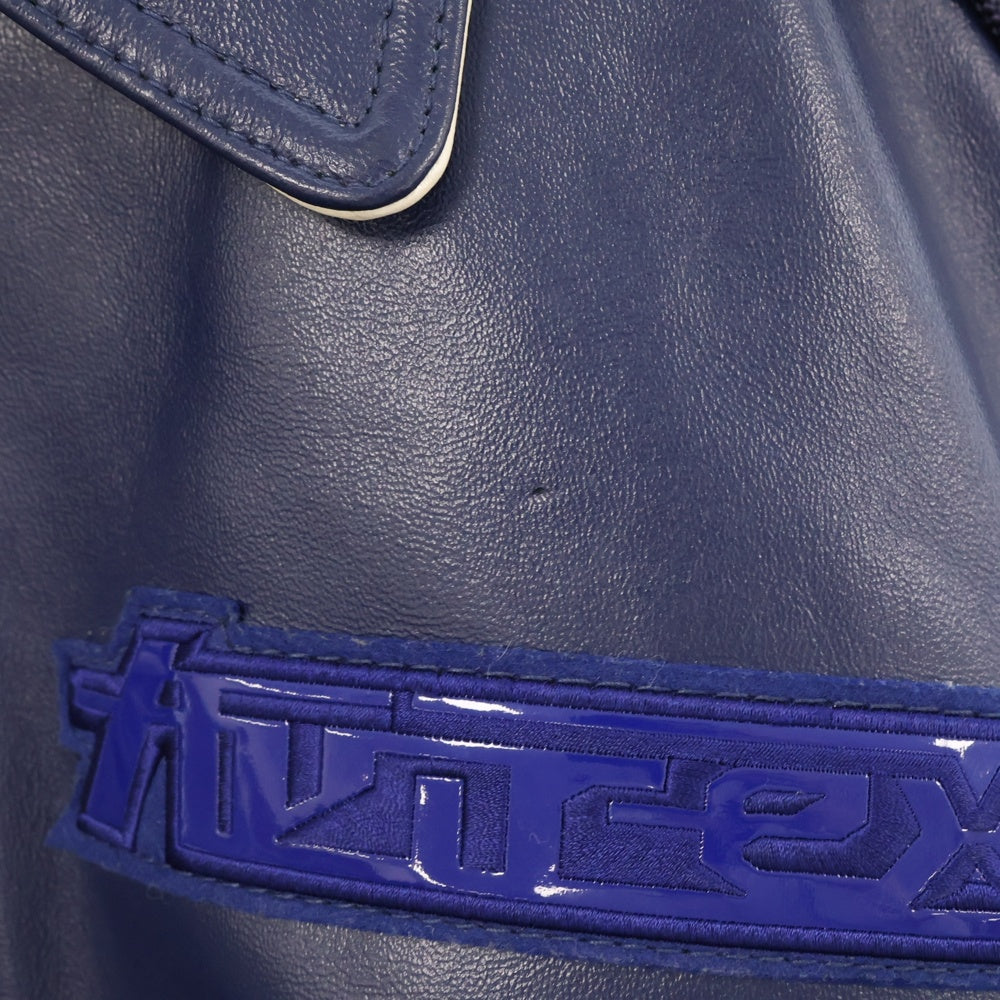 AVIREX(アヴィレックス) エナメルロゴ ラムレザーバーシティージャケット ブルー
