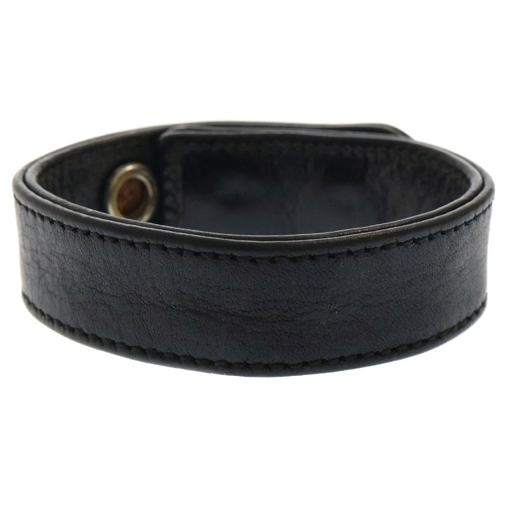 CHROME HEARTS(クロムハーツ) 3BTN 2SNP クロスボール 3ボタン2スナップ レザーブレスレット ブラック/シルバー BCA123
