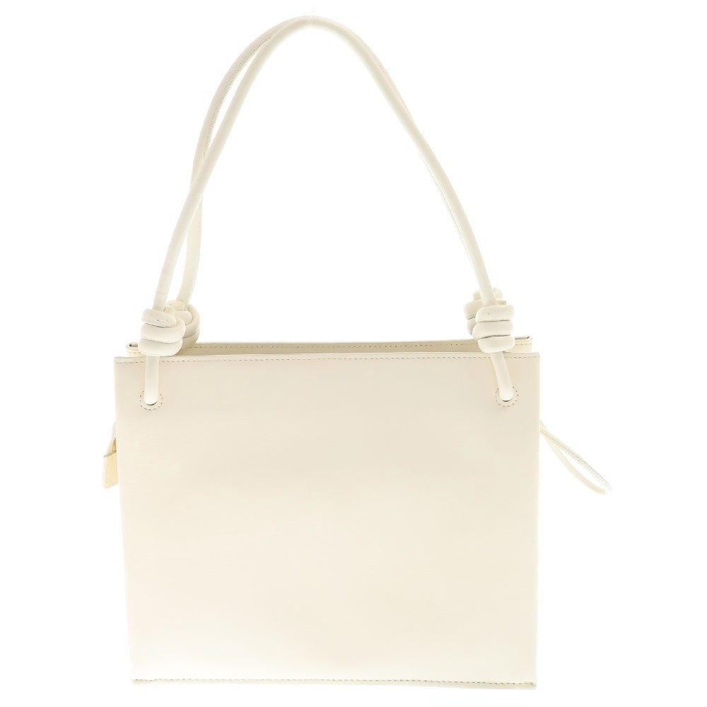 JIL SANDER(ジルサンダー) GIRO MD ジロ ロゴプリント レザー スクエア トートバッグ ショルダーバッグ ホワイト