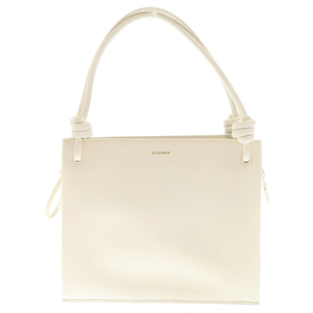 JIL SANDER(ジルサンダー) GIRO MD ジロ ロゴプリント レザー スクエア トートバッグ ショルダーバッグ ホワイト