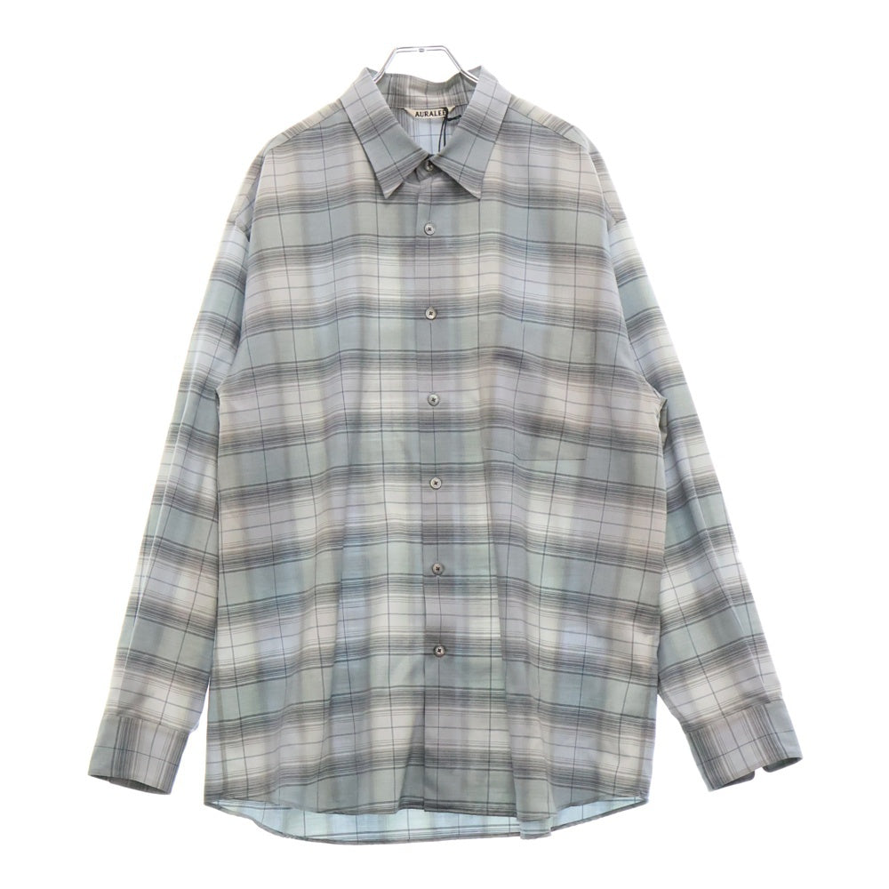 AURALEE(オーラリー) SUPER LIGHT WOOL CHECK ウールチェック 長袖シャツ グレー A25SS01LC