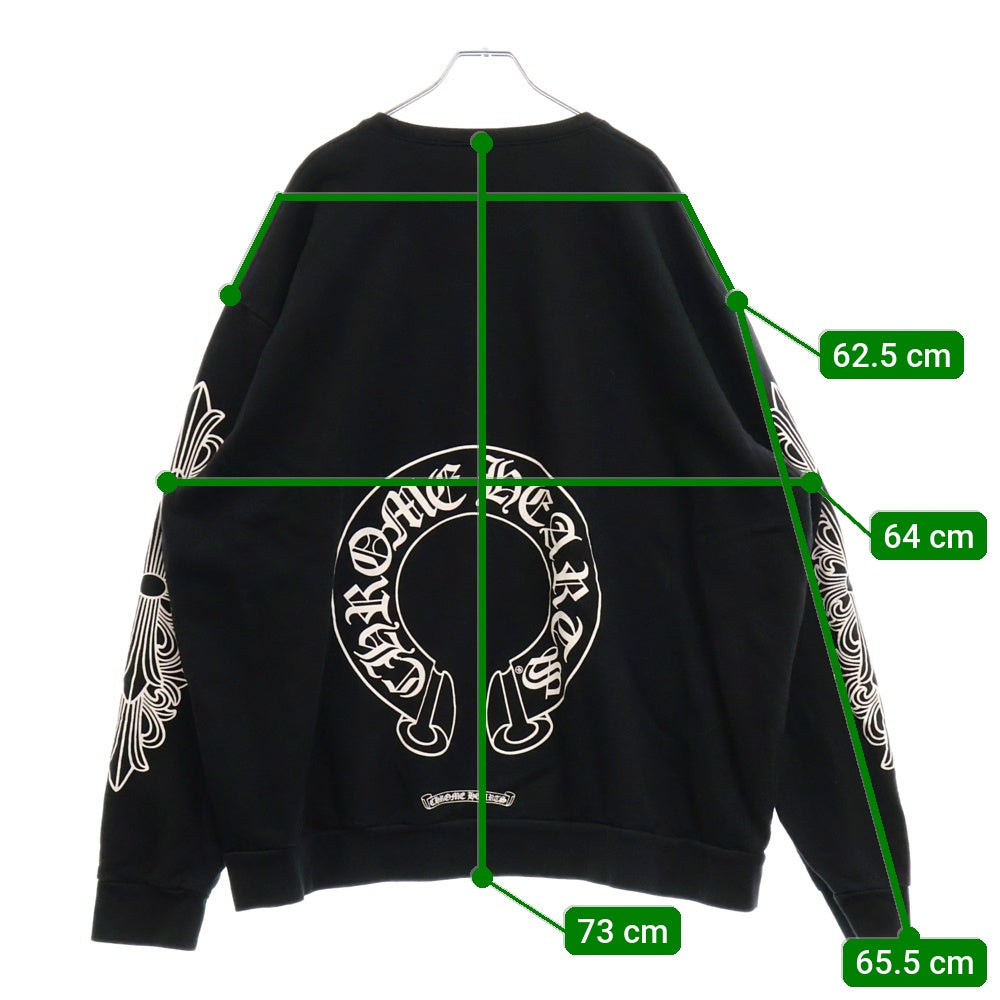 CHROME HEARTS(クロムハーツ) Horseshoe L/S Sweatshirt ホースシュープリント 袖フローラル スウェットトレーナー ブラック