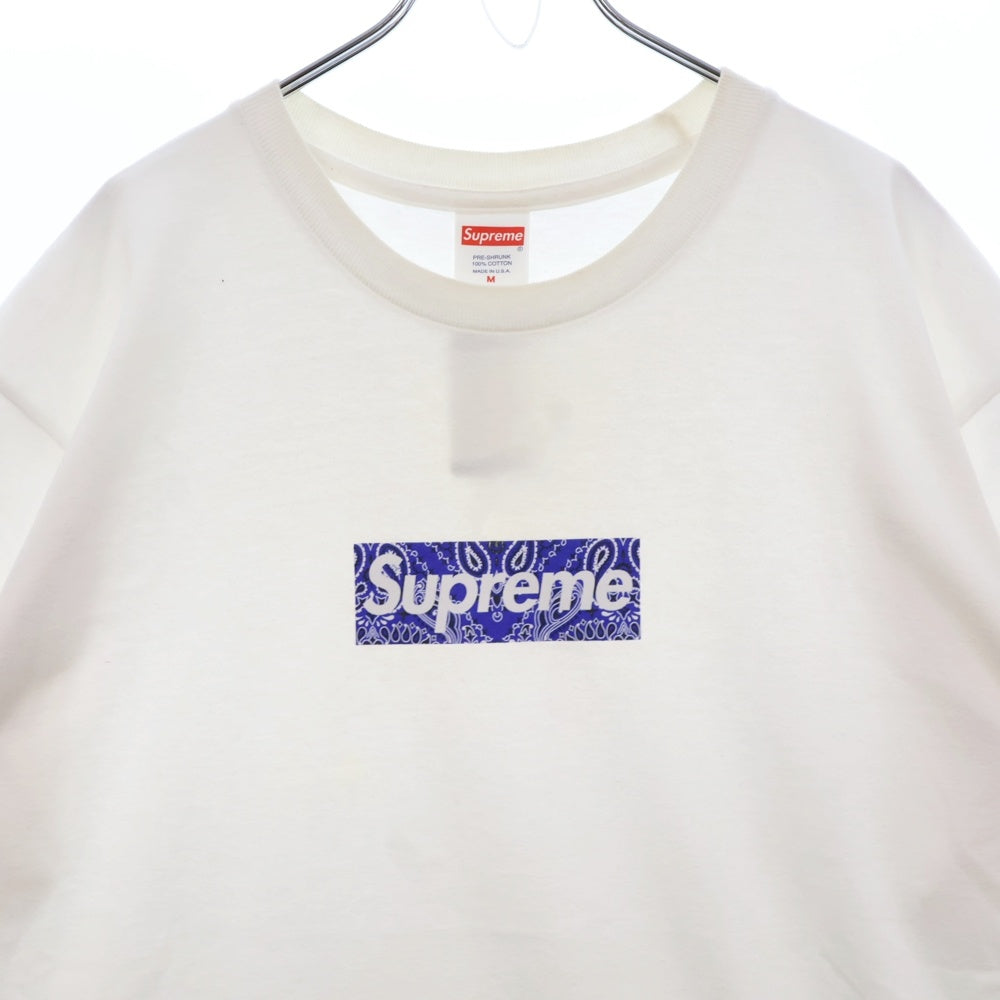 SUPREME(シュプリーム) 19AW Bandana Box Logo Tee バンダナボックスロゴ半袖Tシャツ クルーネックカットソー ホワイト/ブルー