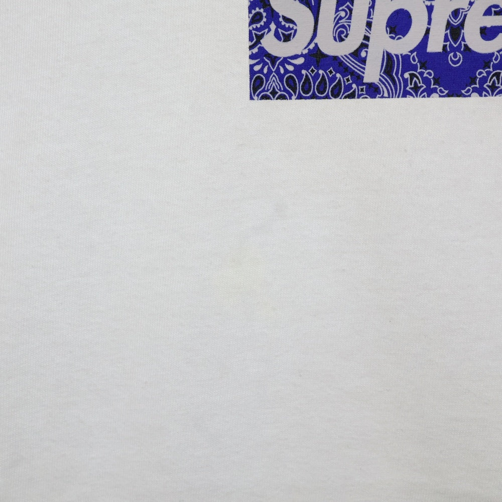 SUPREME(シュプリーム) 19AW Bandana Box Logo Tee バンダナボックスロゴ半袖Tシャツ クルーネックカットソー ホワイト/ブルー