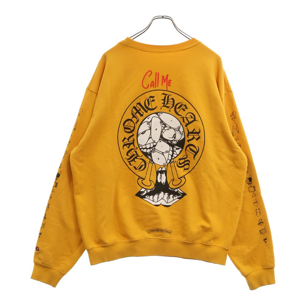 CHROME HEARTS(クロムハーツ) MATTY BOY PPO mustard SWTSHRT CALL ME マスタードスウェットシャツ クルーネック トレーナー プリント マスタード