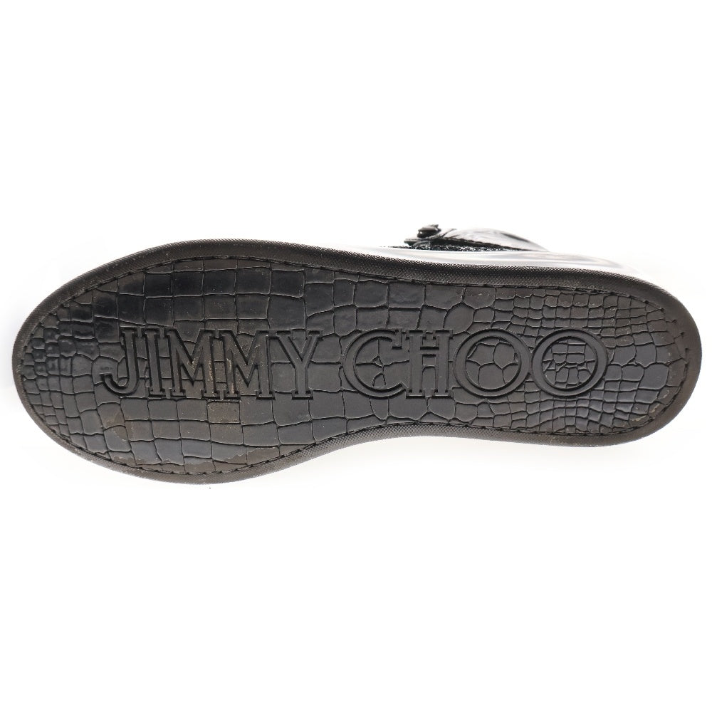 JIMMY CHOO(ジミーチュウ) エナメル ラメデザイン ミッドカットスニーカー ブラック