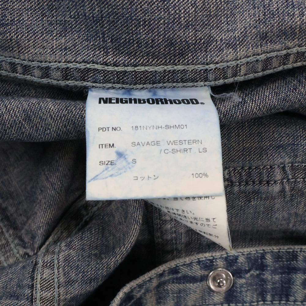 NEIGHBORHOOD(ネイバーフッド) 18SS SAVAGE WESTERN C-SHIRT LS サベージ ウェスタン 長袖 デニムシャツ インディゴ181NYNH-SHM01