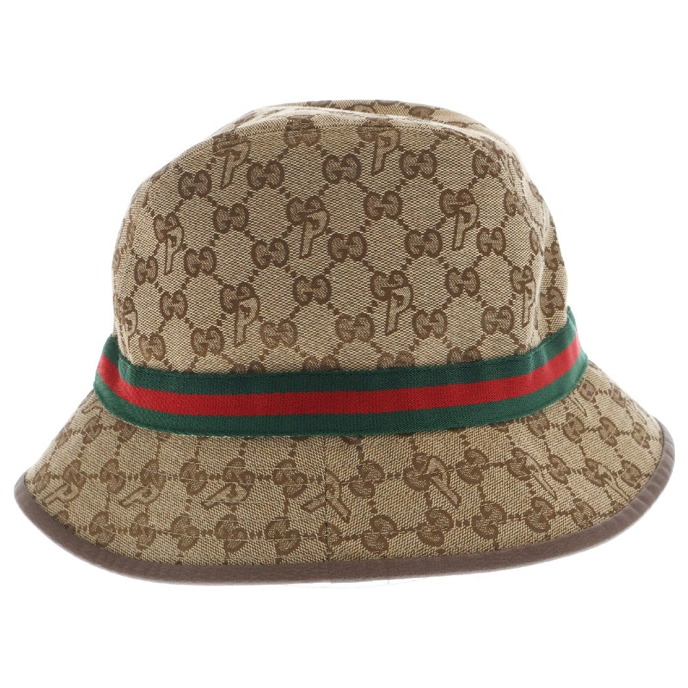 GUCCI(グッチ) ×PALACE パレス GGキャンバス 総柄 シェリーライン バケットハット 帽子 ブラウン 726133