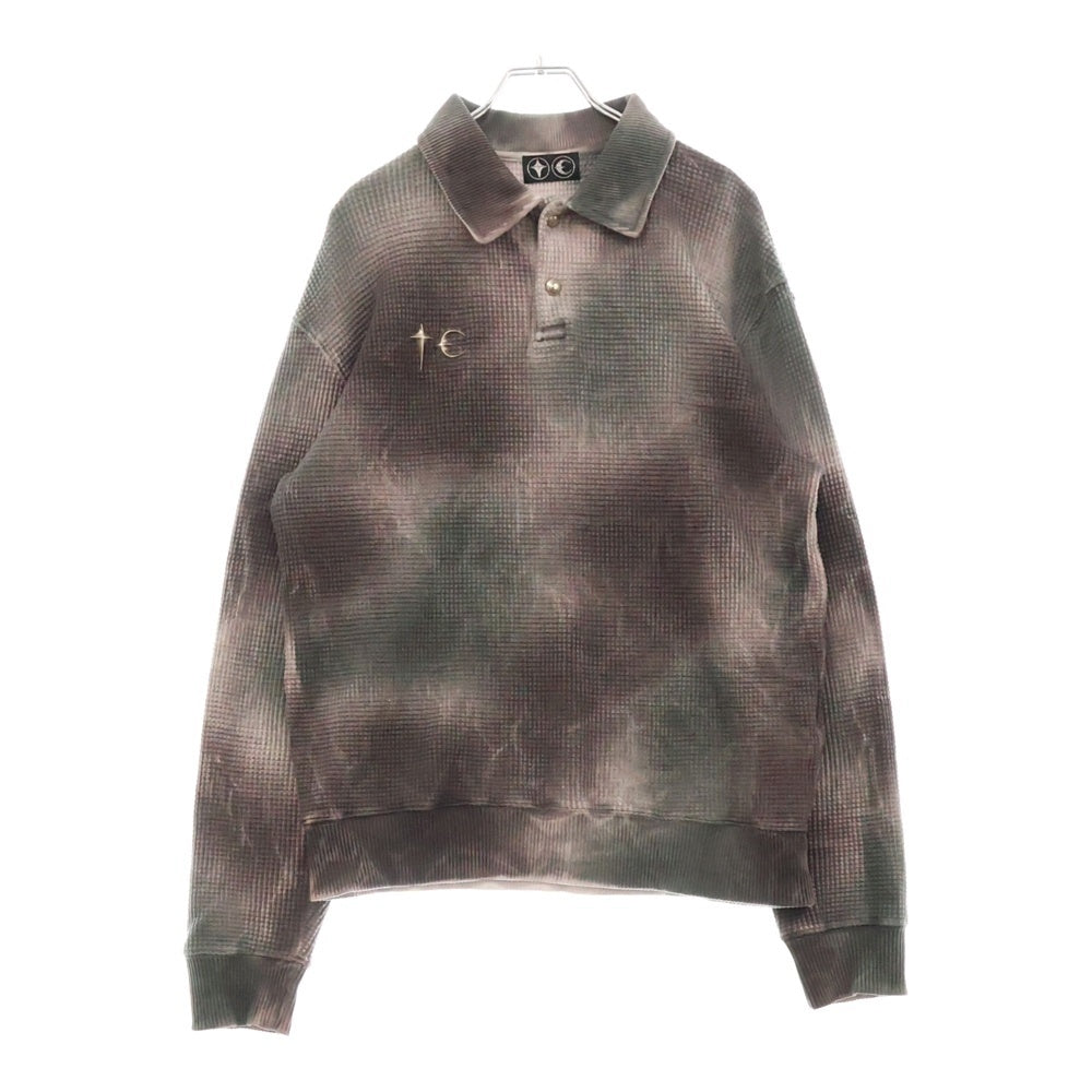 THUG CLUB(サグクラブ) 25SS AMBUSH TC PK ロゴプレート サーマル 長袖ポロシャツ グレー TC25TS0601