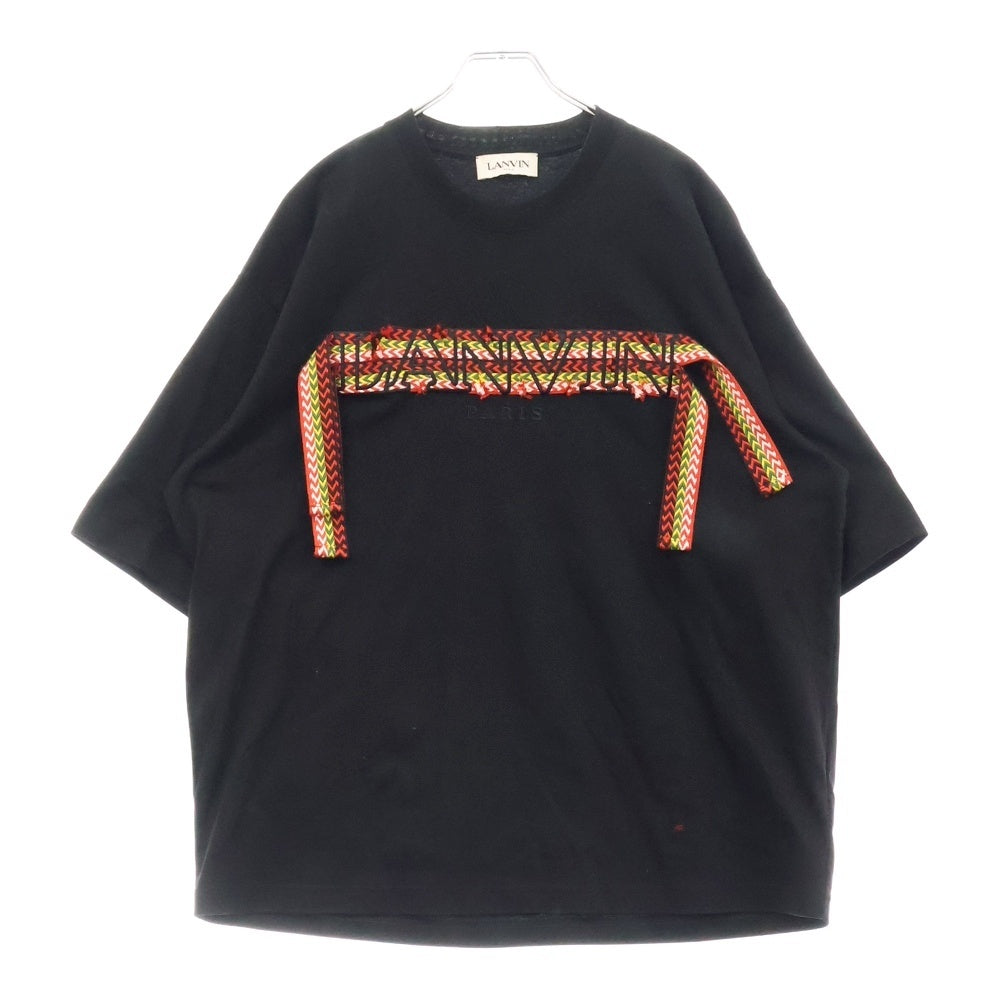 LANVIN(ランバン) 24SS CURBLACE OVERSIZED T-SHIRT フロントロゴ刺繍オーバーサイズ半袖Tシャツ ブラック RM-TS0026-J198-P24