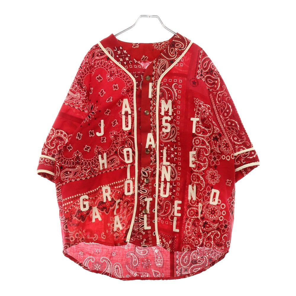 READY MADE(レディメイド) 21AW Red Bandana Baseball Shirt バンダナ柄 ベースボールシャツ 半袖 ペイズリー ワ レッド RE-CO-RE-00-00-136