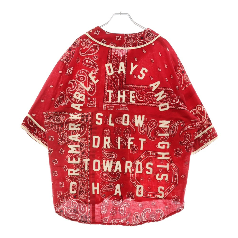 READY MADE(レディメイド) 21AW Red Bandana Baseball Shirt バンダナ柄 ベースボールシャツ 半袖 ペイズリー ワ レッド RE-CO-RE-00-00-136