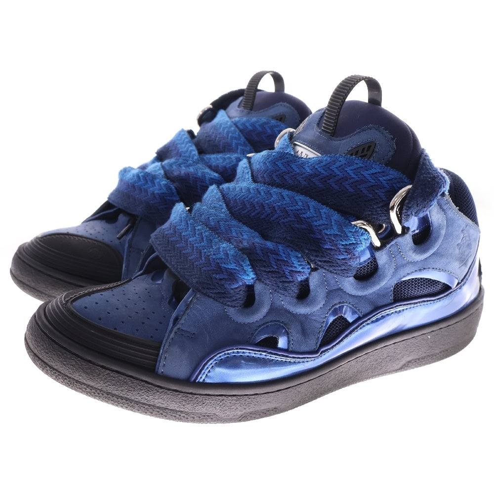 LANVIN(ランバン) Leather Curb Sneakers レザー メタリック ローカットスニーカー ブルー FM-SKRK11-HOLO-H22