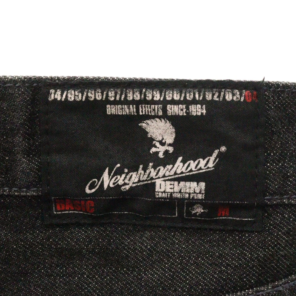 NEIGHBORHOOD(ネイバーフッド) サイドレザー切替 ストレートデニムパンツ ジーンズ ブラック DCNH-PT-16