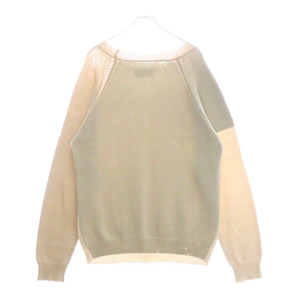 Martin Margiela 10(マルタンマルジェラ) 00SS マルチカラー 切り替えデザイン ニット セーター ベージュ 333-18422