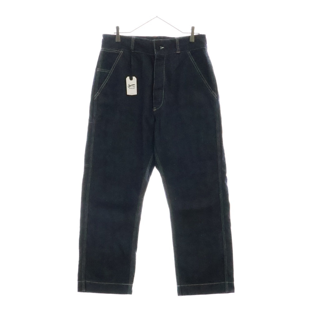 DENHAM(デンハム) ロゴパッチ付き ストレートデニムパンツ ジーンズ インディゴ 01-25-03-10-001