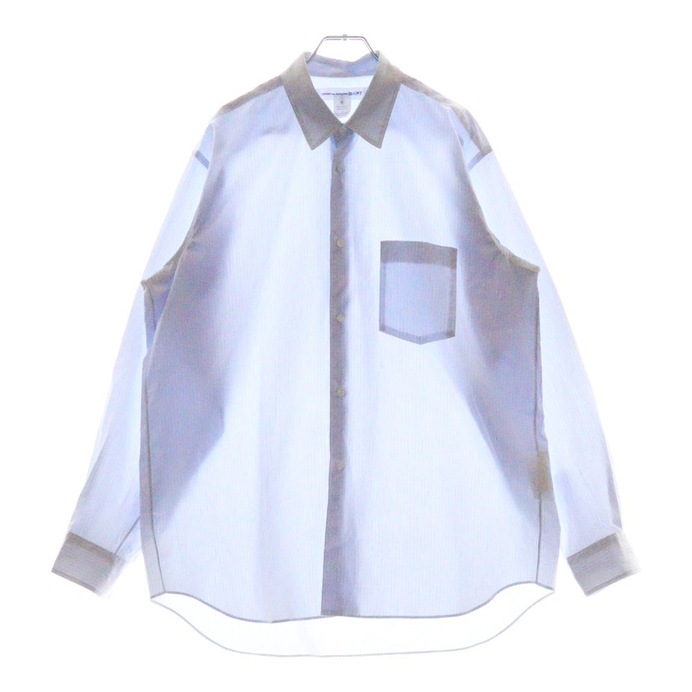 COMME des GARCONS SHIRT(コムデギャルソンシャツ) L/S STRIPE SHIRT フロントポケット ストライプ 長袖シャツ ブルー FZ-B115