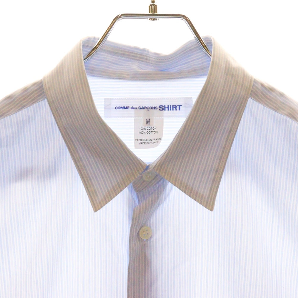 COMME des GARCONS SHIRT(コムデギャルソンシャツ) L/S STRIPE SHIRT フロントポケット ストライプ 長袖シャツ ブルー FZ-B115