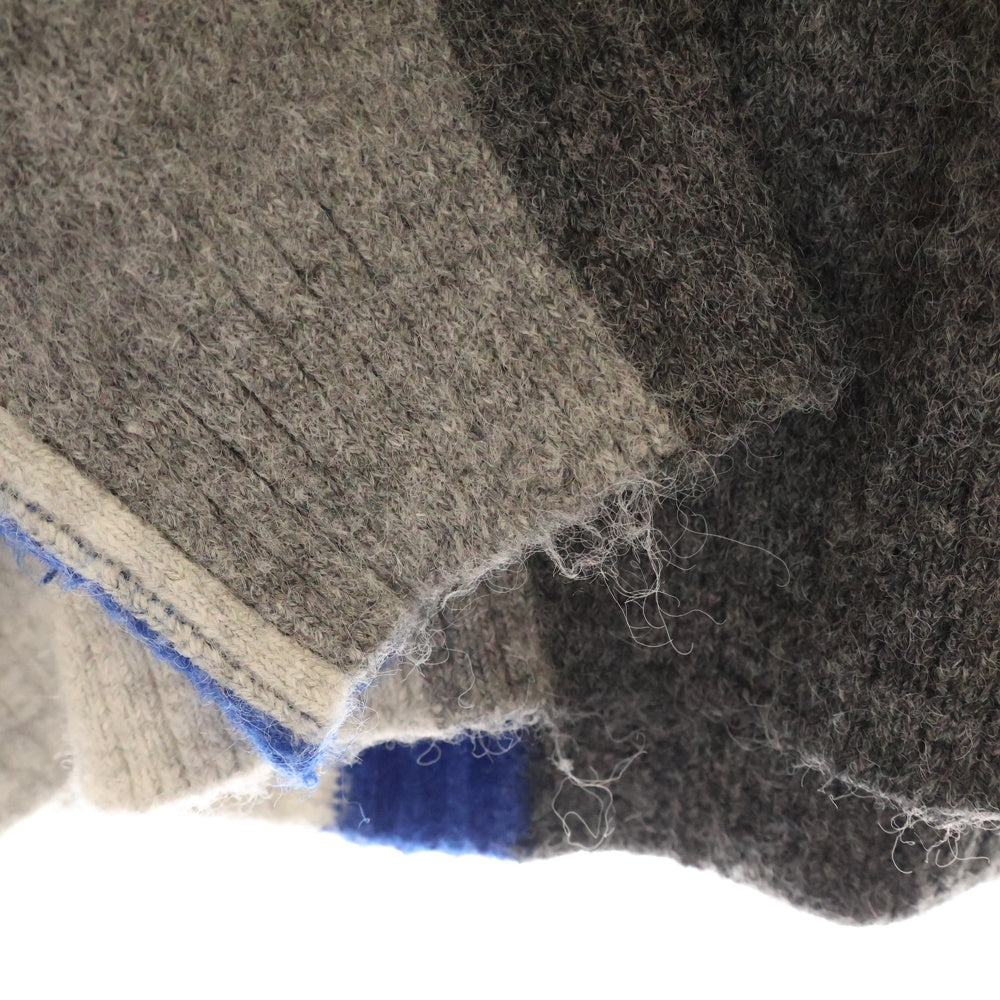 ADER ERROR(アーダーエラー) インターシャ プルオーバー ニット セーター グレー/ブルー BMADFWKT0301BL