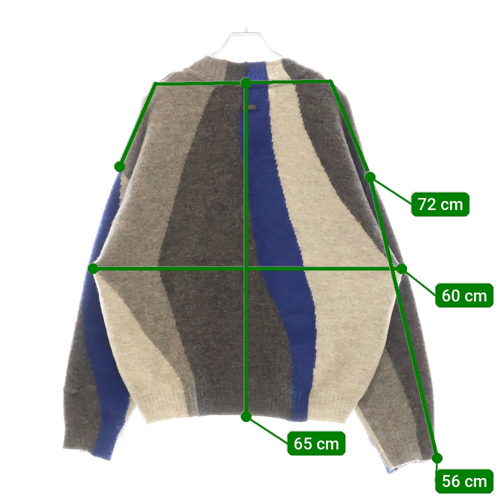 ADER ERROR(アーダーエラー) インターシャ プルオーバー ニット セーター グレー/ブルー BMADFWKT0301BL