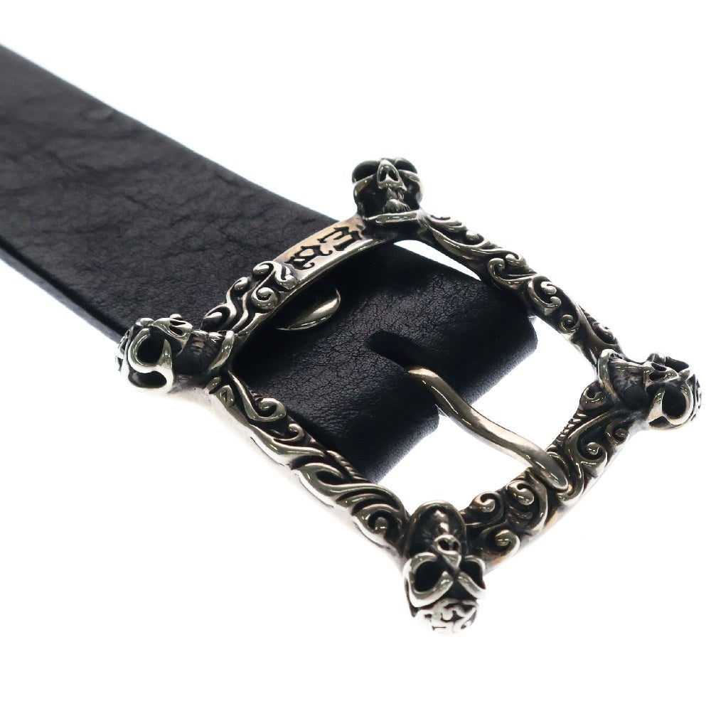 Bill Wall Leather/BWL(ビルウォールレザー) SQUARE WAVE W/4 GL SKULLS BELT BUCKLE スクエアスカルバックルベルト シルバー/ブラック