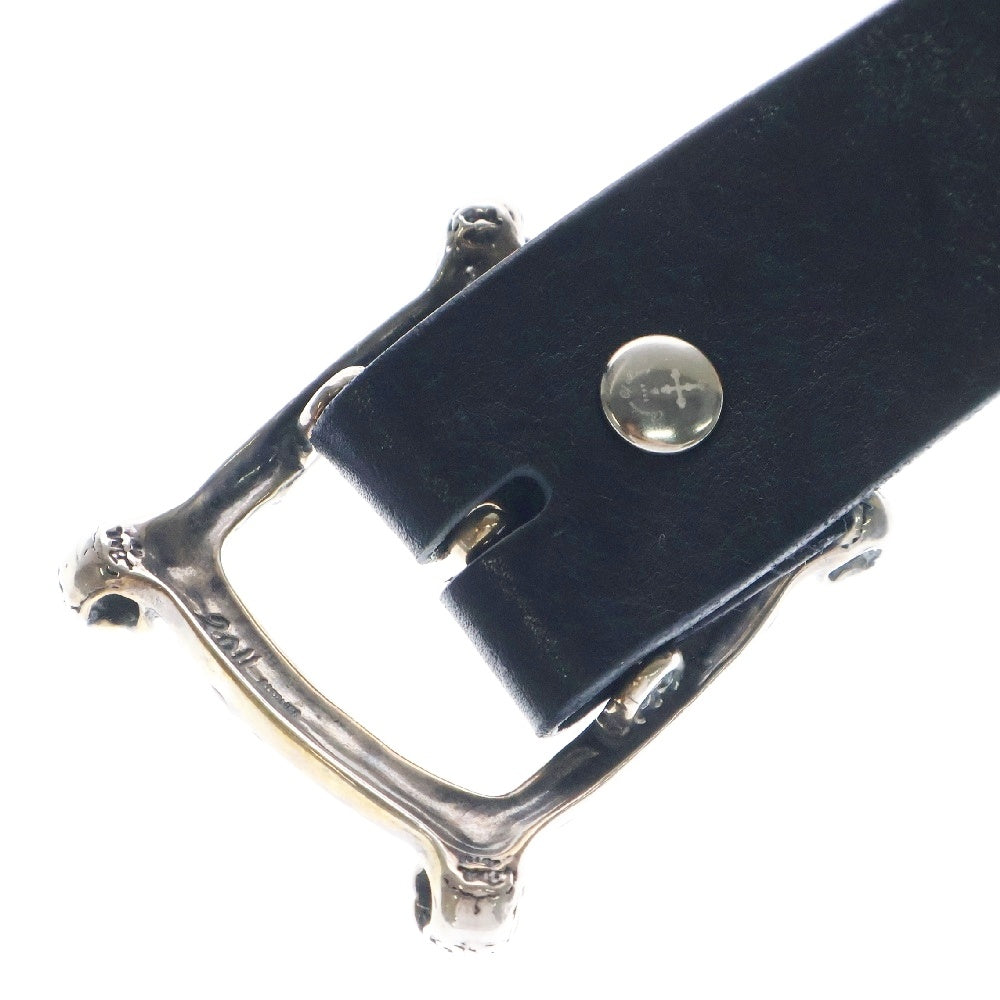 Bill Wall Leather/BWL(ビルウォールレザー) SQUARE WAVE W/4 GL SKULLS BELT BUCKLE スクエアスカルバックルベルト シルバー/ブラック