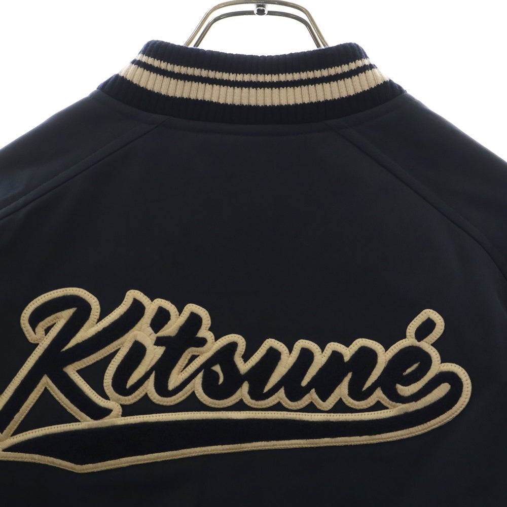 MAISON KITSUNE(メゾンキツネ) 25SS Teddy Brouson Jacket テディ ブルゾン バーシティージャケット ネイビー OM02116WQ4048